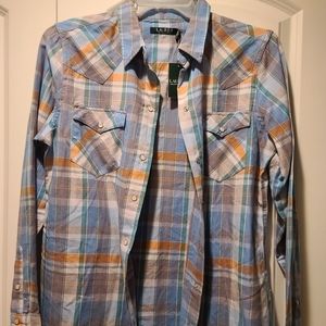 Lauren  large blue plaid shirt